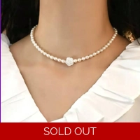 Beyonce White Ivory Rose Flower Necklace