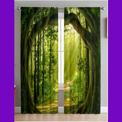 3D Forest Path Scenery Curtain 3D Forest Path Scenery Curtain