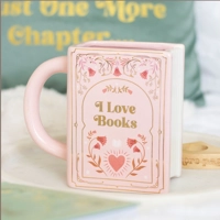 I Love Books Pink Book Shaped Mug