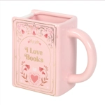 I Love Books Pink Book Shaped Mug