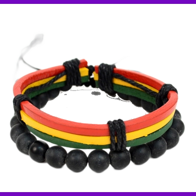 Genuine Leather 'Rasta' Bracelet Genuine Leather 'Rasta' Bracelet