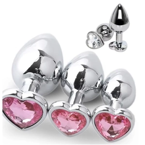 3 Size Anal Plug Heart Stainless Steel