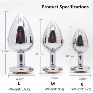 3 Size Anal Plug Heart Stainless Steel