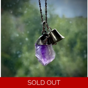 Amethyst Silver Bell Fairy Pendant