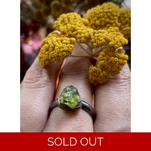 Peridot Herbal Witch sterling silver pagan Ring