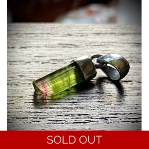 Rainbow Tourmaline Pagan Witch Amulet Pendant in Sterling Silver