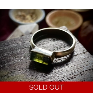 Green Tourmaline Witch Earthy Talisman Ring Pagan Sterling Silver Jewellery
