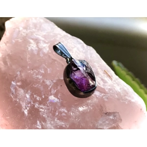 Witch Rough Amethyst in Sterling Silver amulet pendant