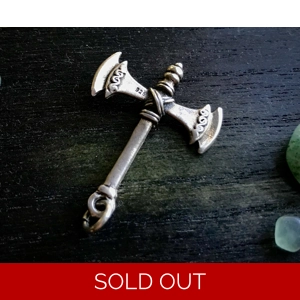 Labrys double sided axe Goddess witch sterling silver pendant