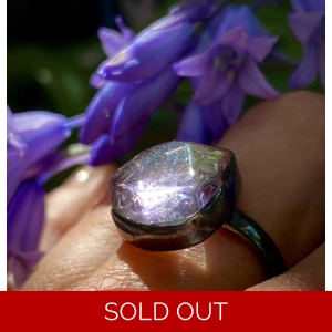 Lavender Quartz Crystal Witch Ring