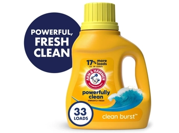 ARM & HAMMMER Liquid Laundry Detergent Soap, Clean Burst Fresh, 33 fl oz, 33 Loads