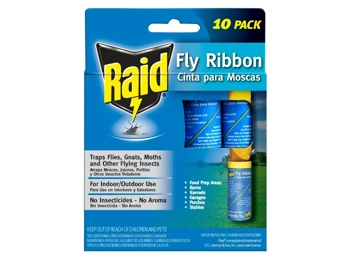 (RAID)  Fly Ribbons, Fly Traps, Effective for Kitchen & Food Prep Areas, 10 Ribbons in 1 Pack