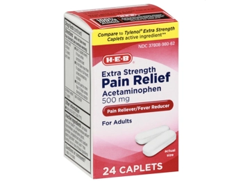 H-E-B Pain Relief Extra Strength 500 mg Acetaminophen Caplets 24 ct