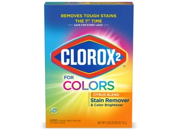 REMOVES TOUGH STAINS THE 1ST TIME — SAFE FOR EVERY LOAD' — CLOROX? TM FOR COLORS CITRUS BLEND Stain