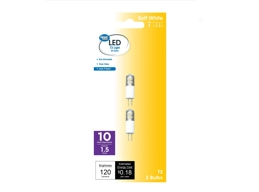 Great Value - LED Light Bulb, 1.5 Watts (10W Eqv.) T3 Lamp G4 Base, Non-dimmable, 2-Pack, Soft White