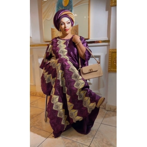 2 pieces Women Party Maxi Long Dress and hat Printed Dress..