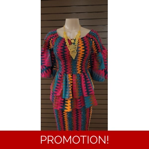 African double layer set/ Top & Pencil skirt set