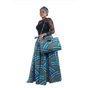 African Long maxi skirt with matching handbag