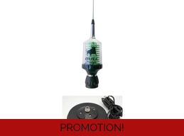 Sirio Bull Trucker 5000 PL CB & 10M Green LED Mobile Antenna with Mag 145 PL Mag Mount
