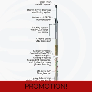 ANTENNA CB MOBILE SIRIO TWIN LOG 5 3/8 COMPLETE WITH 3/8 MAG MOUNT