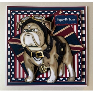 British Bulldog Handmade Decoupage Birthday Greeting Card