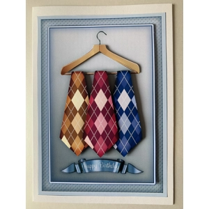 3 Tartan Ties Handmade Decoupage Birthday Greeting Card