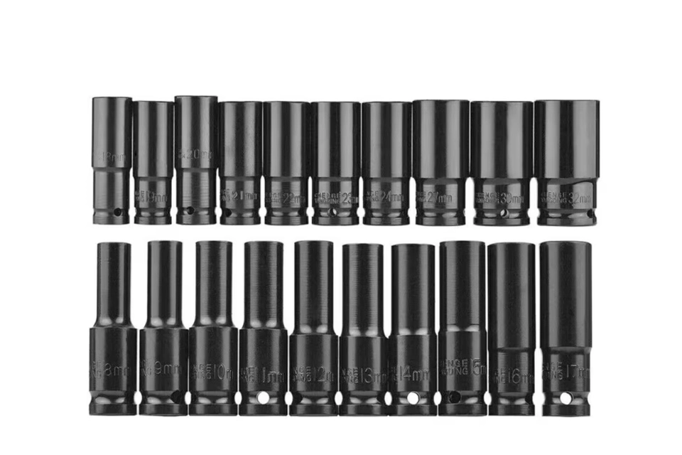 TAPEMATE 20 piece DEEP SOCKET SET, size 8mm to 32mm. Chrom..