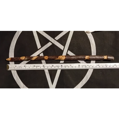 12" Carved Single Spiral Blackthorn Wand