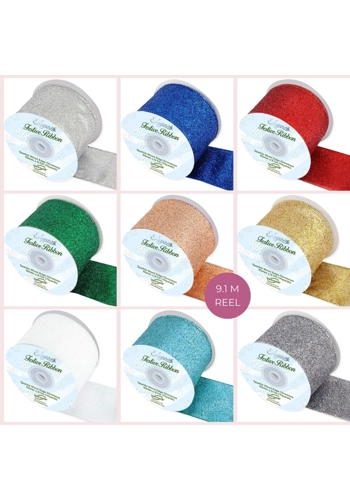 63mm Wired Edge Glitter Ribbon