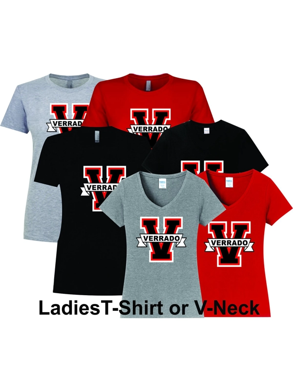 Ladies T-Shirts or V-Necks with "V" Logo