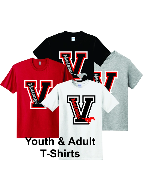 Youth & Adult T-Shirts with "Mustangs" Logo