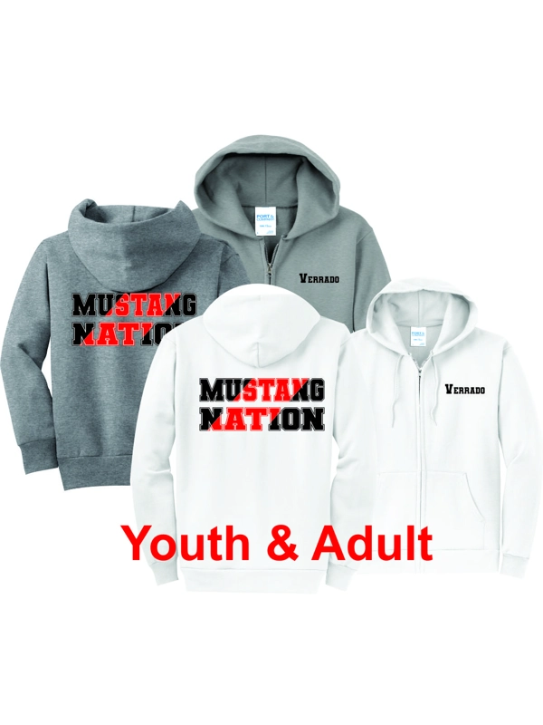 Youth & Adult "Mustang Nation" Zip Hooded Sweatshirts