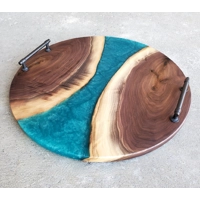 Round Walnut & Epoxy Charcuterie Board Set! Round Walnut & Epoxy Charcuterie Board Set!