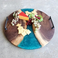 Round Walnut & Epoxy Charcuterie Board Set! Round Walnut & Epoxy Charcuterie Board Set!
