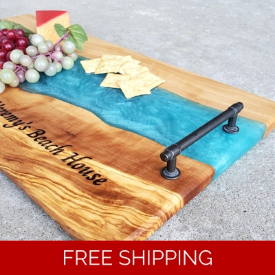 Olive Wood & Resin Charcuterie Board Set!