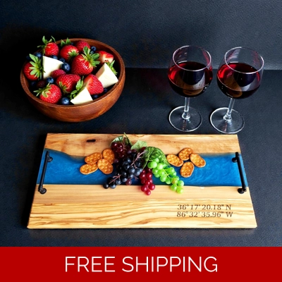Olive Wood & Resin Charcuterie Board Set!