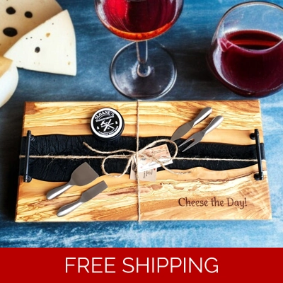 Olive Wood & Resin Charcuterie Board Set!