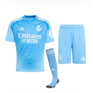 Real Madrid Blue Goalkeeper Replica GK personalised Adult Shirt or Kids kit keeper