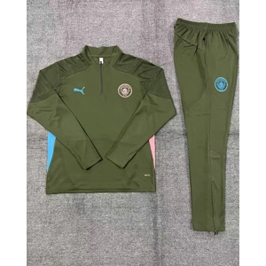 Manchester City dark green Half Zip Jacket Tracksuit