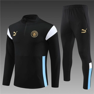 Manchester City Black/Gold Half Zip Jacket Tracksuit