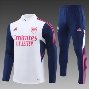 Arsenal White/blue Half Zip Jacket Tracksuit