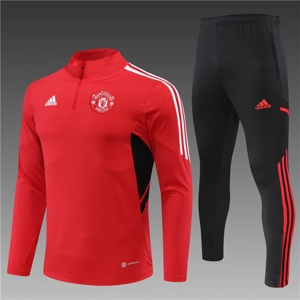 Manchester United Plain Red Half Zip Jacket Tracksuit