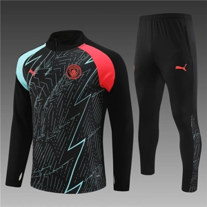 Manchester City Black/Red/Teal Half Zip Jacket Tracksuit