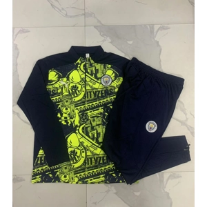 Manchester City bright yellow/black Half Zip Jacket Tracksuit