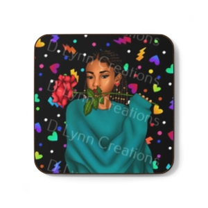 A Rose Hardboard Back Coaster, 3.5 A Rose Hardboard Back Coaster, 3.5