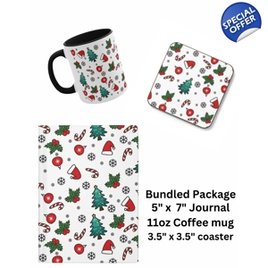 Christmas Accent Gift Bundle - Festive 11oz Ceramic Mug, Coaster, and Journal Christmas Accent Gift Bundle - Festive 11oz Ceramic Mug, Coaster, and Journal