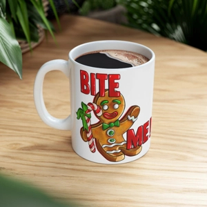 Sip in Style: Bite Me Gingerbread Man Coffee Mug - A Playful Addition to Your Collection Sip in Style: Bite Me Gingerbread Man Coffee Mug - A Playful Addition to Your Collection
