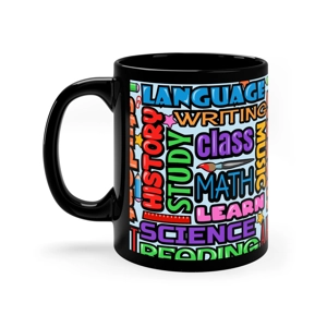 School Subjects 11oz Black Ceramic Coffee Mug School Subjects 11oz Black Ceramic Coffee Mug