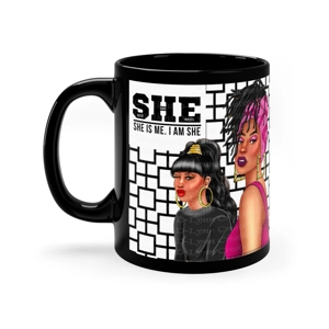 I am She, She is Me, Light 11oz black ceramic coffee mug (watermarks removed once purchased) I am She, She is Me, Light 11oz black ceramic coffee mug (watermarks removed once purchased)