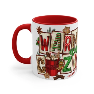 Warm and Cozy 11oz Red Ceramic Coffee Mug